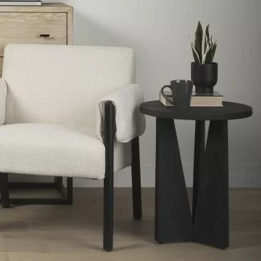 Mercana Mattius Black Wood Accent Table 2