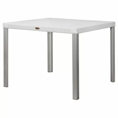 Oslo White Rattan Dinning Table With Aluminum Tube - Angled