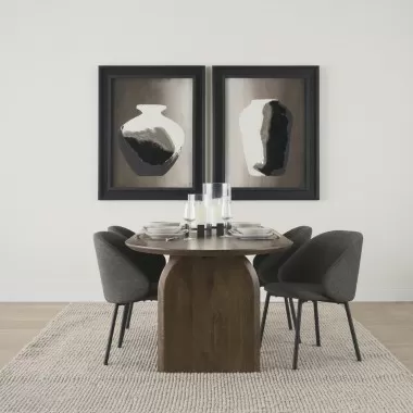 Mercana Shannon Dining Chair With Gray Fabric & Matte Black Metal