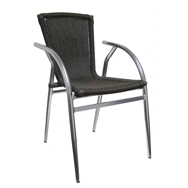 H&D Seating Aluminum Chair w/ Coffee PE Rattan - Set of 4