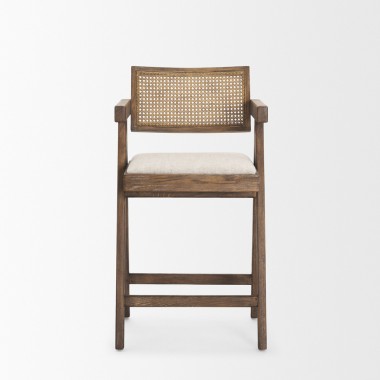 Mercana Indie Medium Brown With Cane Counter Stool Front