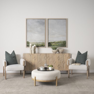 Mercana Heera Light Brown Diamond w/ Shelf Motif Sideboard