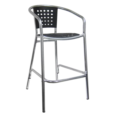 H&D Seating Aluminum Barstool w/ Poly Back & Seat