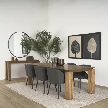 Mercana Sapphira Brown Wood Tapered Top Rectangular Dining Table