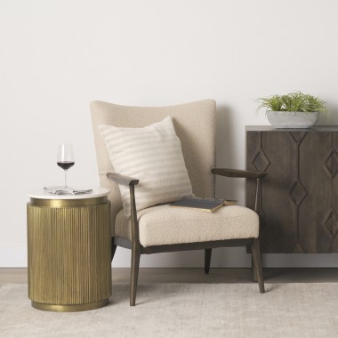 Mercana Satima White Marble With Gold Metal Round Fluted Accent Table 2