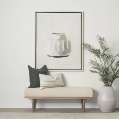 Mercana Shae Brown Wood With Oatmeal Fabric Bench