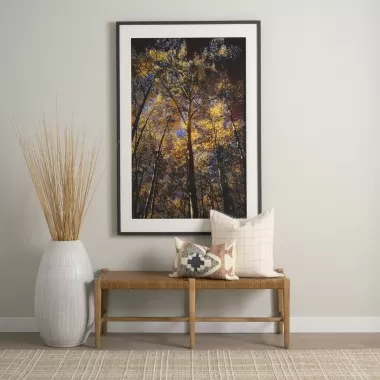 Mercana Shane Brown Wood With Woven Brown Leather Bench