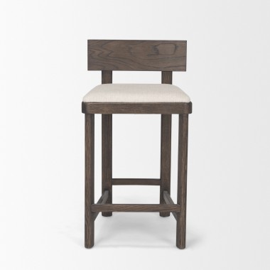 Mercana Soren Dark Brown Wood With Oatmeal Fabric Counter Stool Front