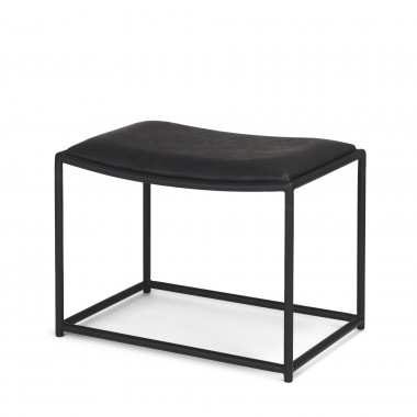 Mercana Taniel Black Leather With Black Metal Stool