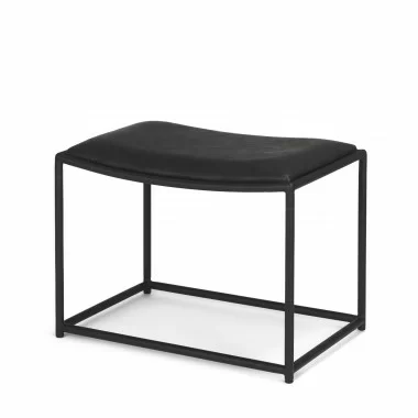 Mercana Taniel Black Leather With Black Metal Stool