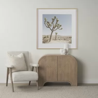 Mercana Sorina Reverse Fluted Light Brown Wood Accent Cabinet