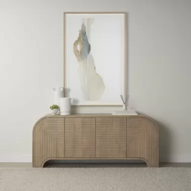 Mercana Sorina Reverse Fluted Light Brown Wood Sideboard