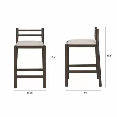 Mercana Sam Dark Brown Wood With Cream Fabric Counter Stool