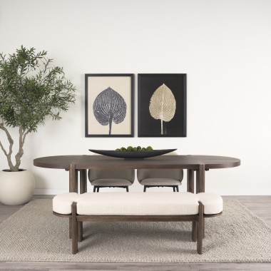 Mercana Sohan Dark Brown Elm Wood Oval Dining Table