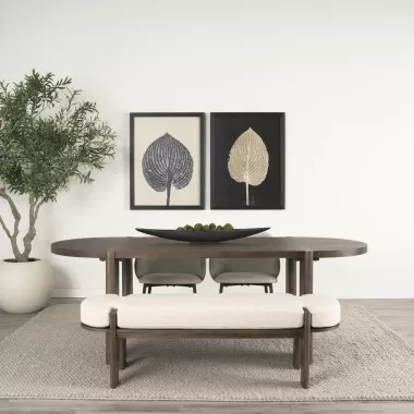 Mercana Sohan Dark Brown Elm Wood Oval Dining Table