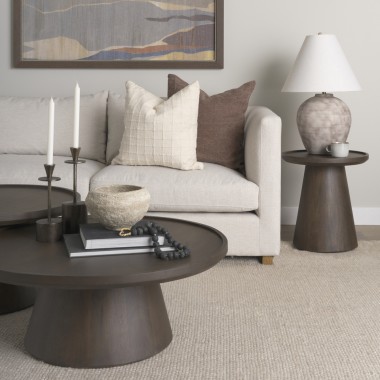 Mercana Takoda Dark Brown Wood Tapered Drum Accent Table