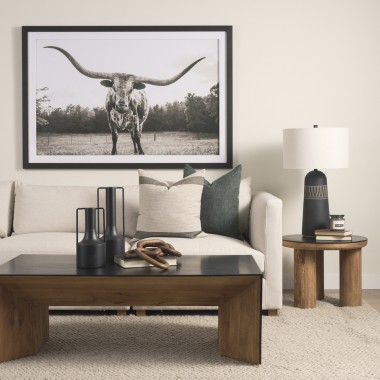 Mercana Tabor Natural Wood With Black Oak Waterfall Coffee Table