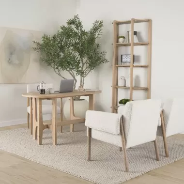 Mercana Toni Light Brown Nettlewood With Cream Heathered Performance Fabric Dining Chair