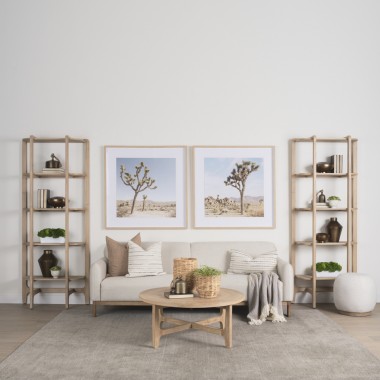 Mercana Taylin Light Brown Solid Wood Open Bookshelf