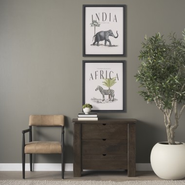 Mercana Wallen Solid Dark Brown Wood 3 Drawer Accent Cabinet