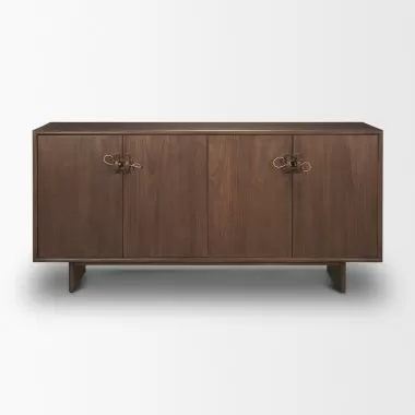 Mercana Varenna 4 Door Dark Brown Wood With Rope Handles Sideboard Front