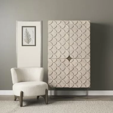 Mercana Vyra Dark Brown Wood With Cream Fabric Accent Chair
