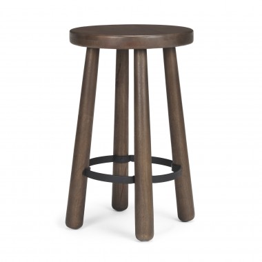 Mercana Weldon Dark Brown Wood With Matte Black Metal Counter Stool  1
