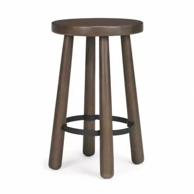 Mercana Weldon Dark Brown Wood With Matte Black Metal Counter Stool  1