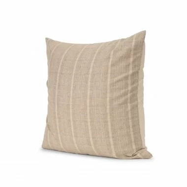Mercana Jensen Beige and Gray Plaid Cotton-Linen Decorative Square Pillow Cover Front