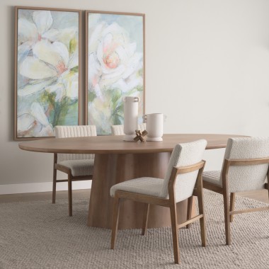 Mercana Jovani 94" Solid Light Brown Mango Wood Round Dining Table 6