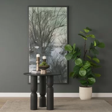 Mercana Sonel Matte Black Wood Pedestal Foyer Table 4