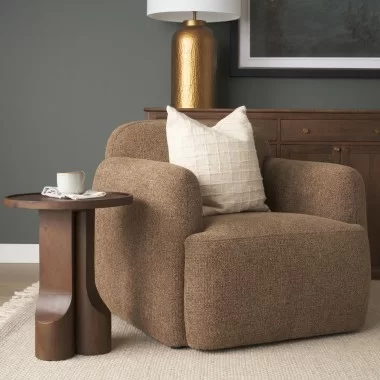 Mercana Saga Textured Brown Plush Fabric Upholstered Chair