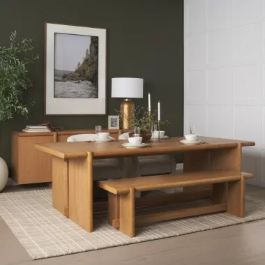 Mercana Rowan Light Brown Oak Wood Closed 4 Door Sideboard Set