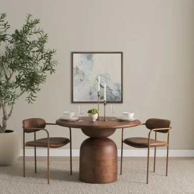 Mercana Parker Brown Leather Seat Gold Metal Frame Dining Chair