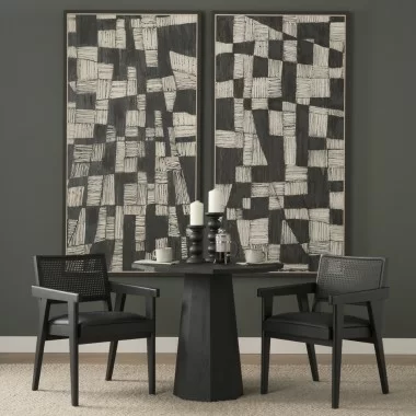 Mercana Reid Framed Black Cane Black Fabric Dining Armchair