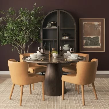 Mercana Nolan Slope Tan Leather Dining Chair Set