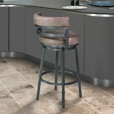 Armen Living Titana Barstool In Mineral Finish With Bandero Tobacco