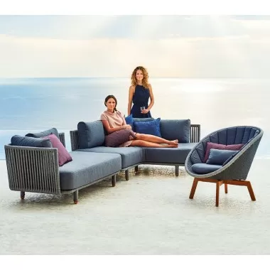 Cane-Line Moments corner module, incl. Grey cushion set outdoor view