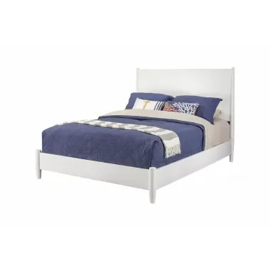 Alpine Furniture Flynn Standard King Platform Bed in White - Angled