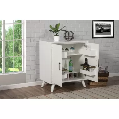 Alpine Furniture Flynn Small Bar Cabinet, White - Lifestyle