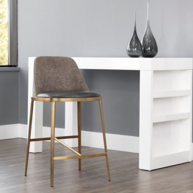 Sunpan Dover Counter Stool in Bravo Portabella-Sparrow Grey - Lifestyle