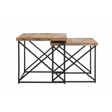 Crawford and Burke Quin Reclaimed Wood Nesting Tables (Set of 2), Front Angle