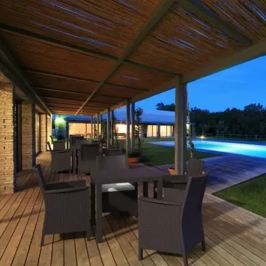 California Wickerlook Square Dining Set 5 Piece - Brown