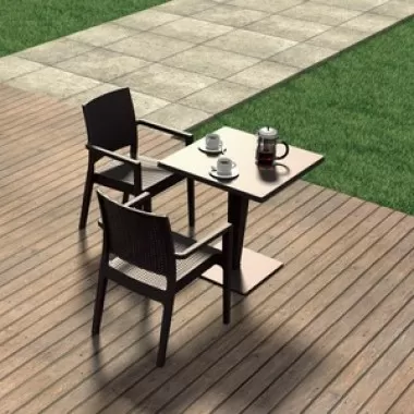 Ibiza Resin Wickerlook Dining Arm Chair - Set of 2 - Brown