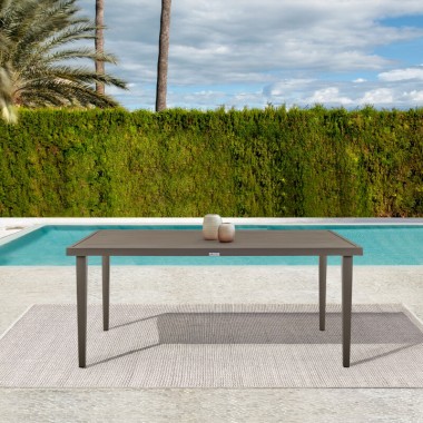 Armen Living Silvana Outdoor Aluminum Gray Rectangle Dining Table