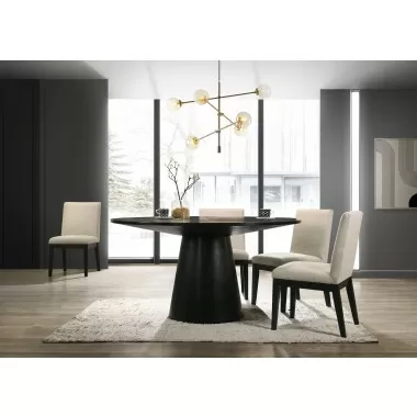 Alpine Furniture Cove Round Dining Table in Vintage Black - Lifestyle