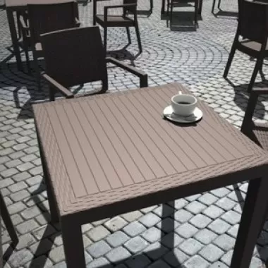 Orlando Resin Wickerlook Square Dining Table - Dark Gray - Front