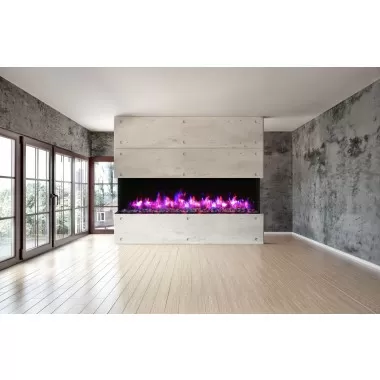 Amantii 88" Unit - 14 1/4" In Depth 3 Sided Glass Fireplace
