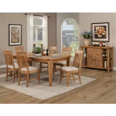 Alpine Furniture Aspen Extension Dining Table With Butterfly Leaf In Antique Natural - Lifestyle
