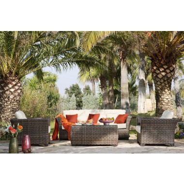 Hospitality Rattan Patio Fiji Lounge Chair with Cushions Set View